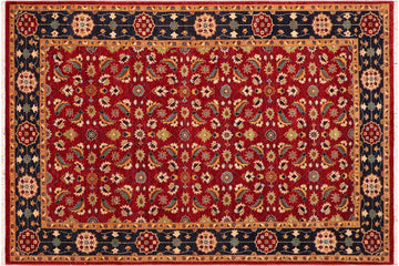 handmade Transitional Kafkaz Chobi Ziegler Red Blue Hand Knotted RECTANGLE 100% WOOL area rug 6 x 9